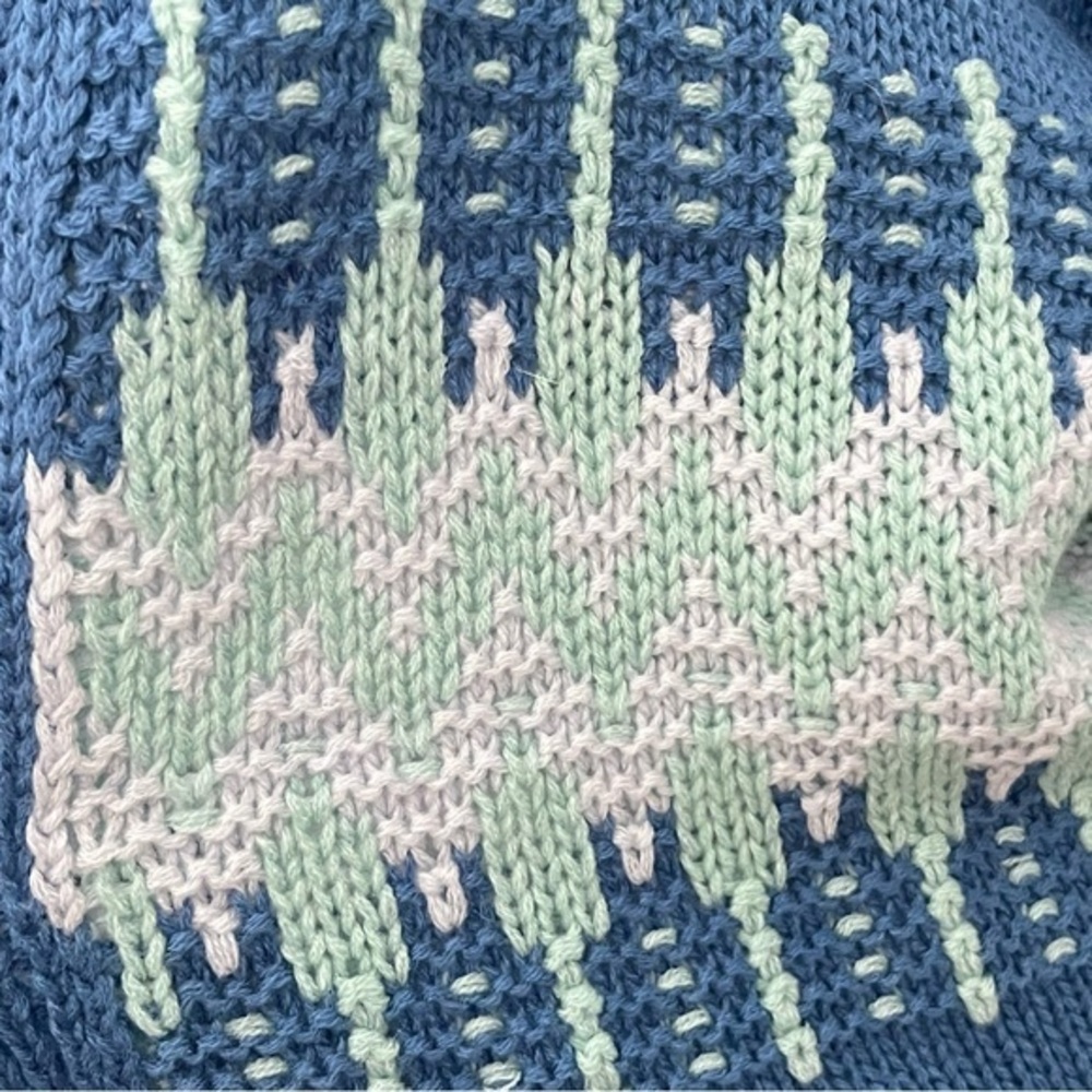 Freshman 1996 Blue Bohemian Fair Isle Medium‎ Cardigan Duster Raglan Sleeves NWT - Picture 5 of 12